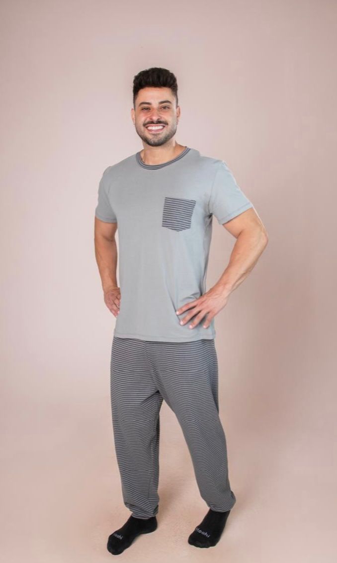 Pijama Masculino Calça e Blusa de Manga Curta